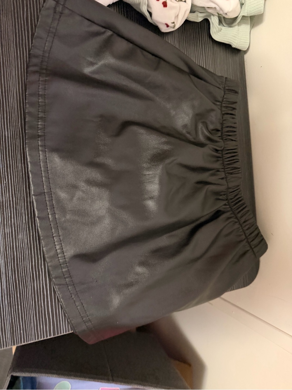 GAP Black Faux Leather Mini Skirt with Elastic Waist
